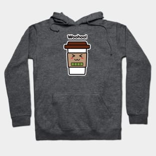 Woohoo! | Coffee Cup | Charging | High Battery | Cute Kawaii | Dark Gray Hoodie